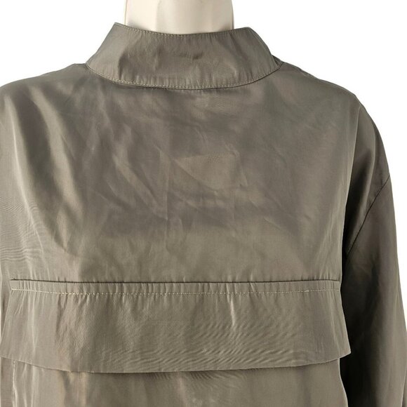 Akira Shorts Romper Mock Neck Long Slv Zip Close Lightweight Womens M Green - Picture 9 of 12